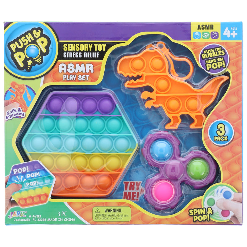 3pk PUSH & POP SENSORY TOY PLAY SET