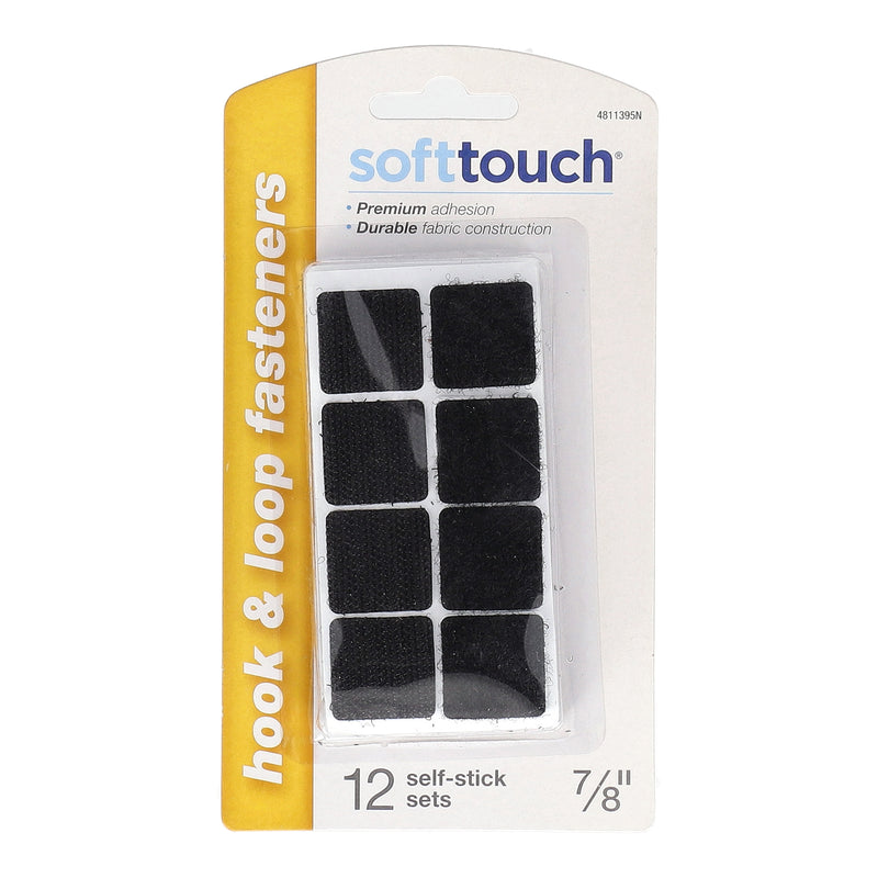 SOFT TOUCH 12PC 7/8''  HOOK & LOOP SQUARE SETS SELF-STICK