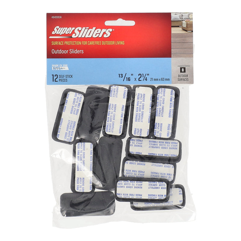 SUPERSLIDERS 12PC 13/16x2-1/4'' OUTDOOR FURNITURE SLIDER SELF STICK
