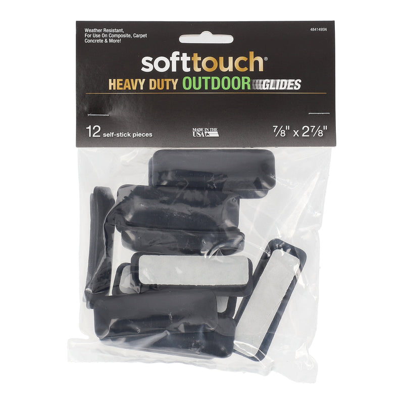 SOFT TOUCH 12PC 7/8 x 2-7/8'' HEAVY DUTY OUTDOOR FURNITURE GLIDES SELF-STICK USA MADE