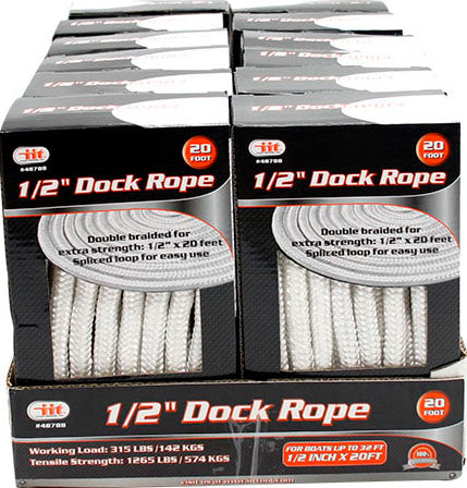 IIT 1/2x20' DOUBLE BRAID DOCK ROPE