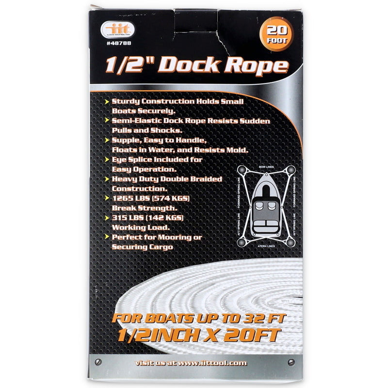 IIT 1/2x20' DOUBLE BRAID DOCK ROPE
