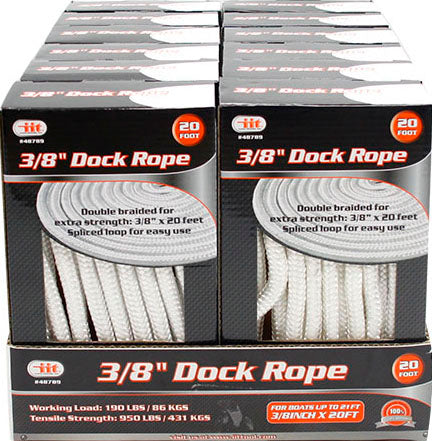 IIT 3/8x20' DOUBLE BRAID DOCK ROPE