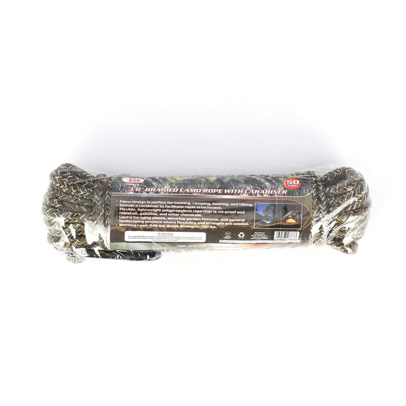 IIT 50' 3/8'' DIAMOND BRAIDED CAMO ROPE WITH CARABINER