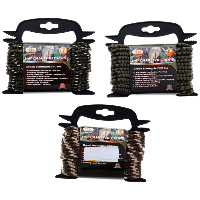 IIT 1/4''x50' SOLID BRAID CAMO ROPE