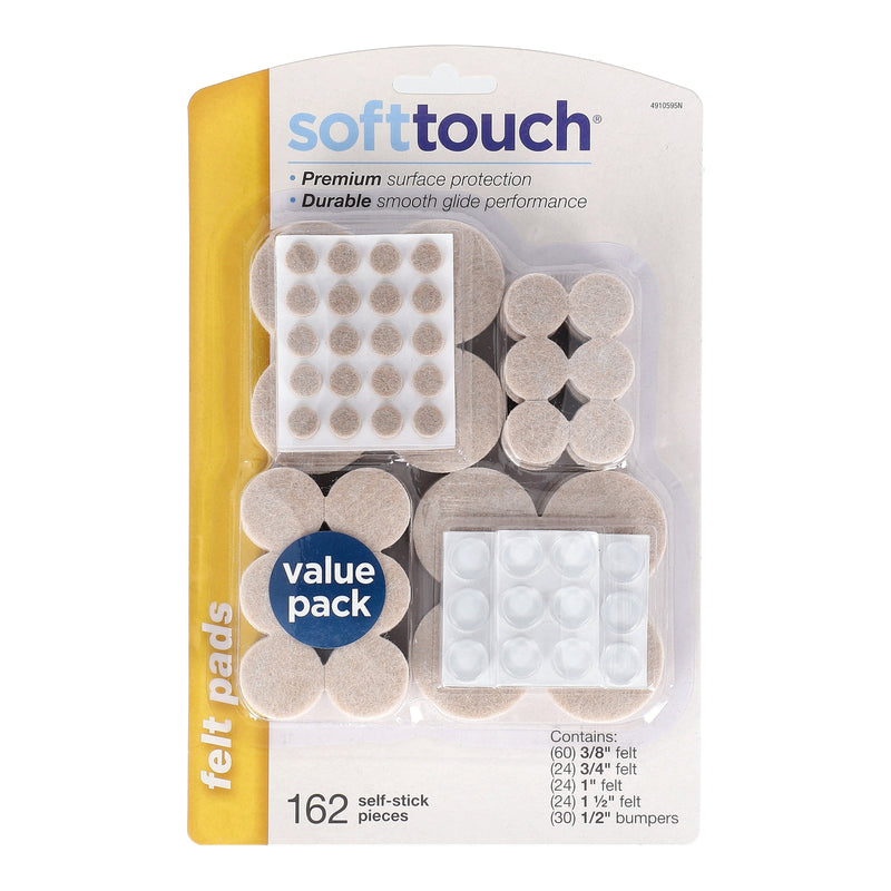 SOFT TOUCH 162PC  VALUE PACK FURNITURE SLIDERS SELF ADHESIVE