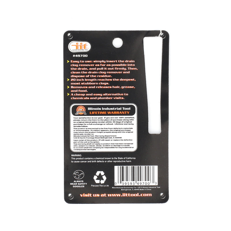 IIT 20'' PLASTIC DRAIN CLEANER