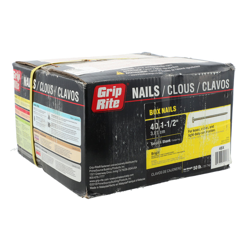 GRIP-RITE 50LB BOX NAILS 4D 1-1/2'' SMOOTH SHANK