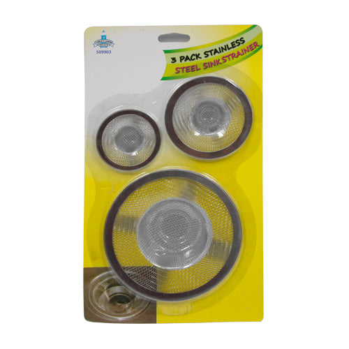 3pk STAINLESS STEEL SINK STRAINER
