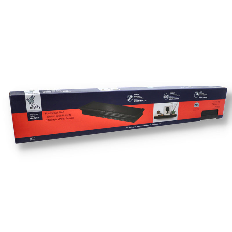 HIGH & MIGHTY 36'' ESPRESSO FLOATING WALL SHELF 25LB NO-TOOLS