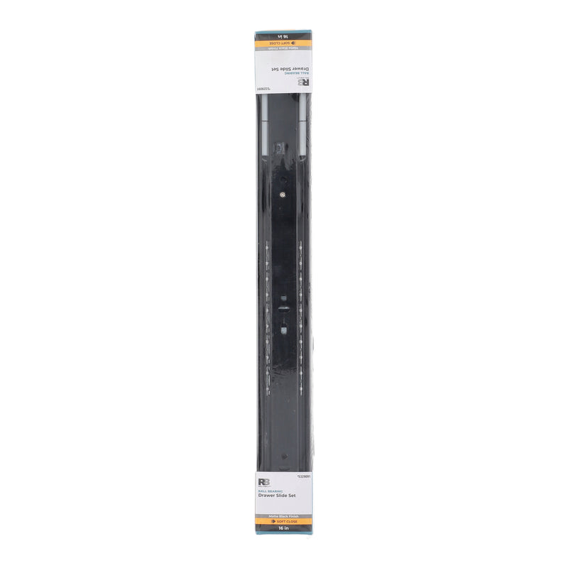 RELIABILT 16'' SOFT CLOSE SIDE MOUNT DRAWER SLIDE 100LB CAPACITY MATTE BLACK