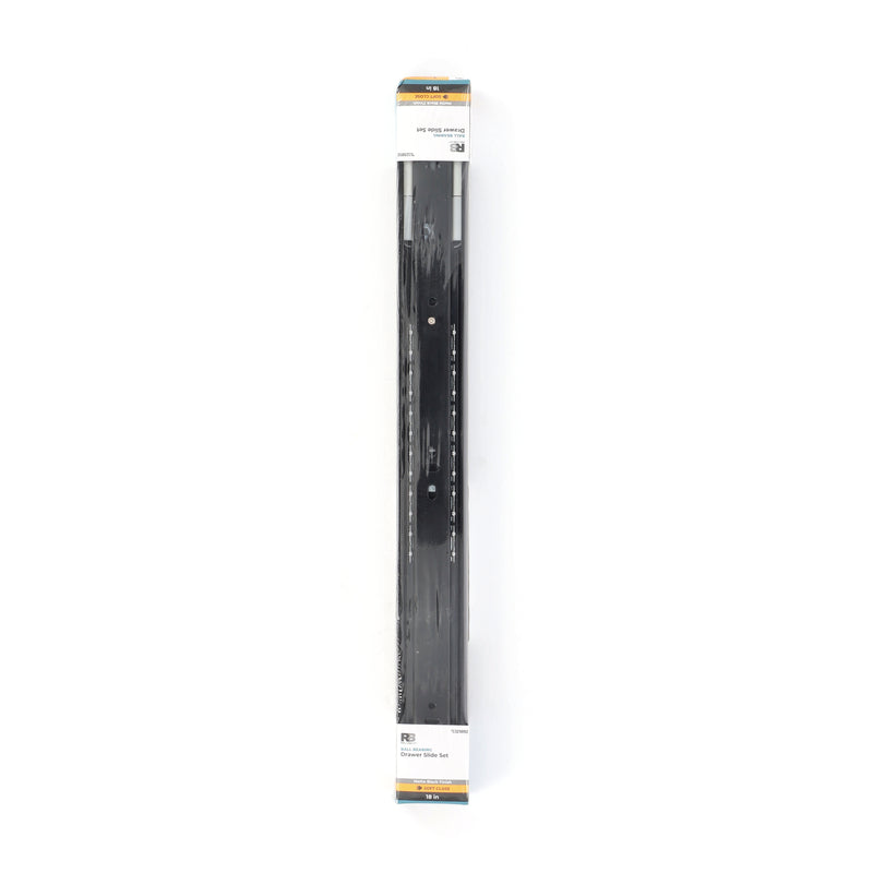 RELIABILT 18'' SOFT CLOSE SIDE MOUNT DRAWER SLIDE 100LB CAPACITY MATTE BLACK