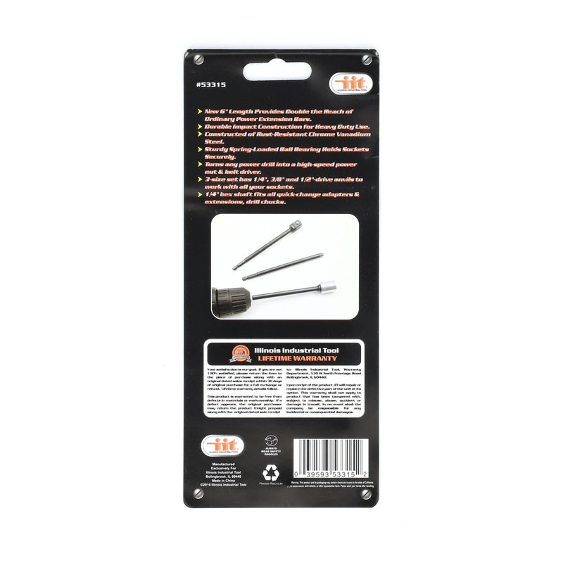 IIT 3pc 6'' POWER EXTENSION BAR SET