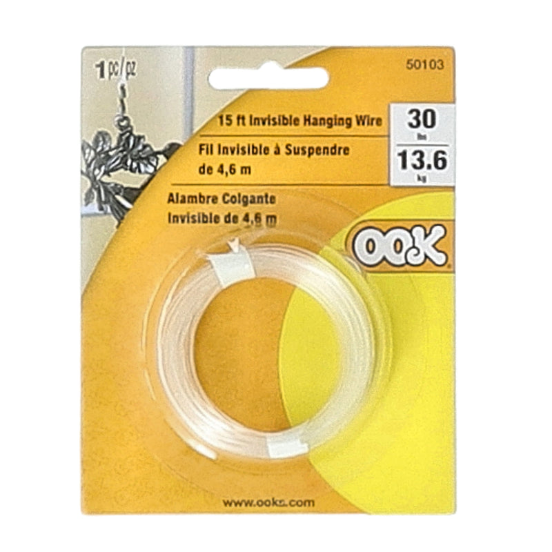 534607H-OOK 15' INVISIBLE PICTURE HANGING WIRE 30LB CAPACITY