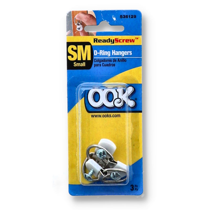 OOK 3pk READY SCREW SMALL D RING HANGER
