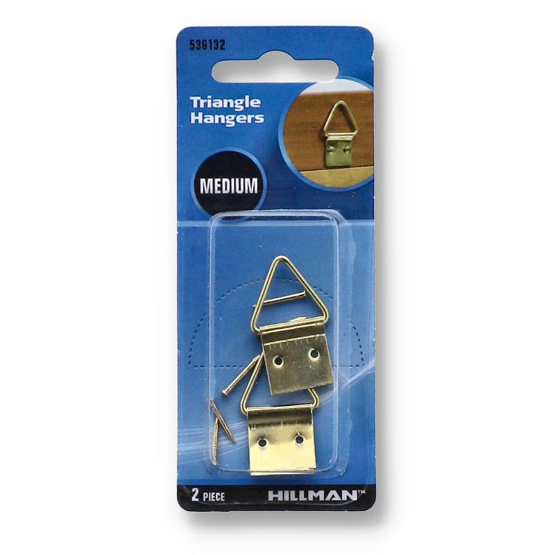 HILLMAN 2PC MEDIUM BRASS TRIANGLE HOLDERS