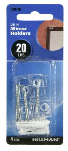 HILLMAN 4PC 1/8'' MIRROR HOLDER SET 20LB CAPACITY