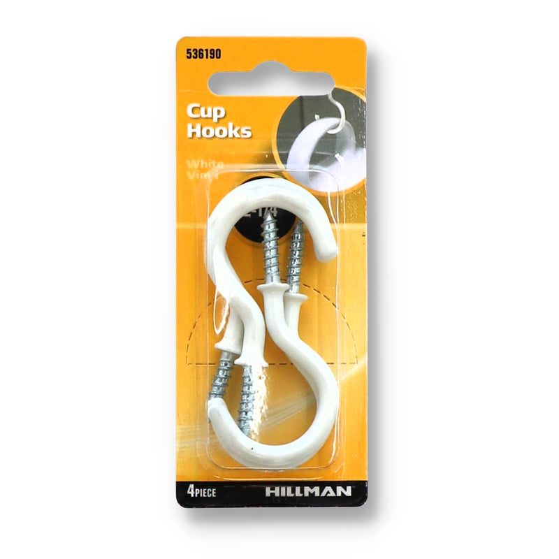 HILLMAN 4pc 2-1/4'' METAL CUP HOOK WHITE