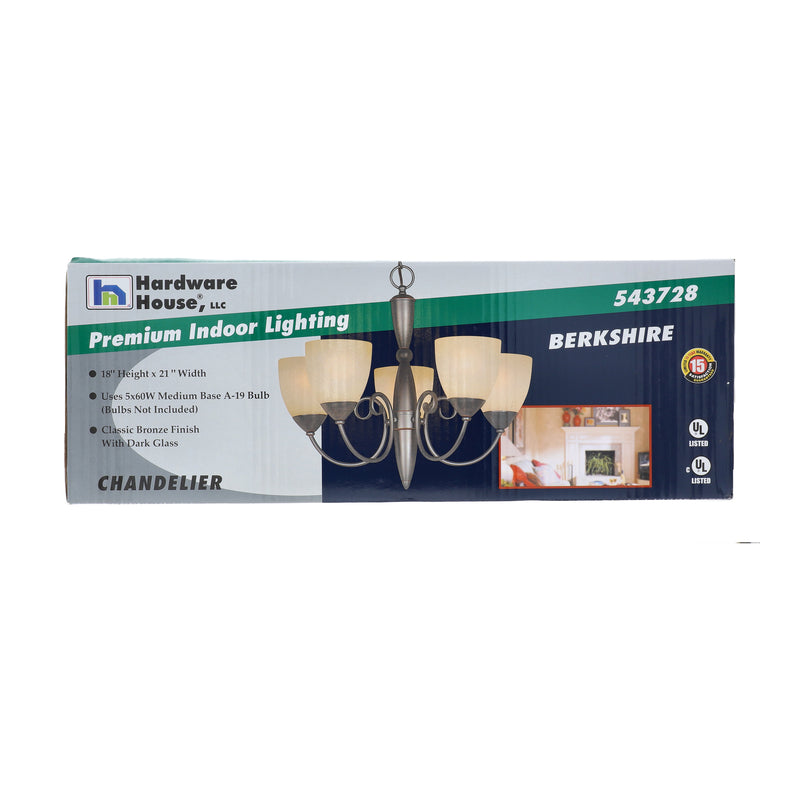 HH BERKSHIRE 5-LIGHT CHANDELIER CLASSIC BRONZE 18x21''