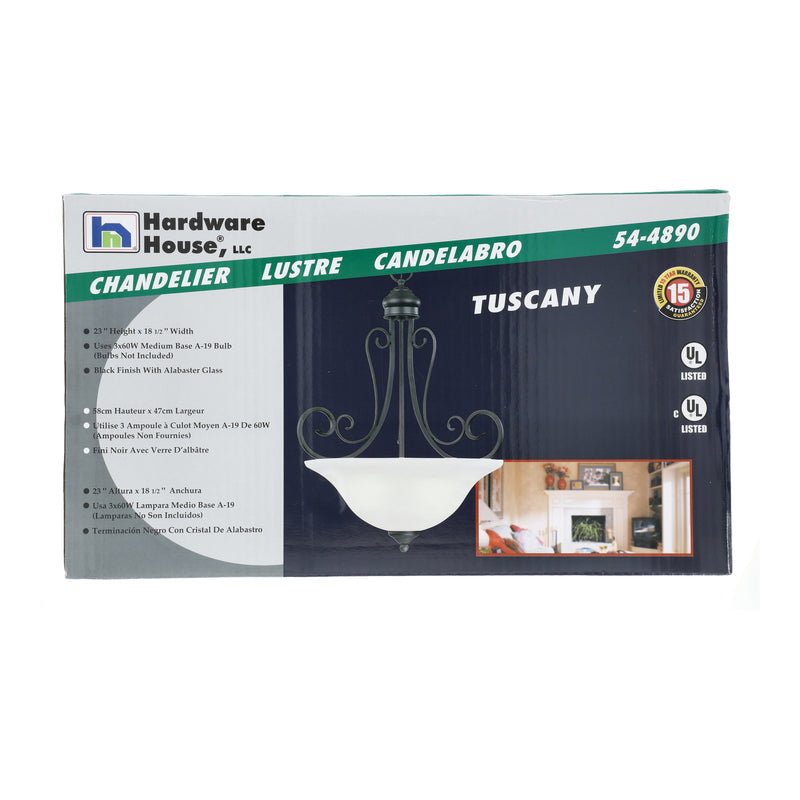 TUSCANY BLK 3LT CHANDELIER