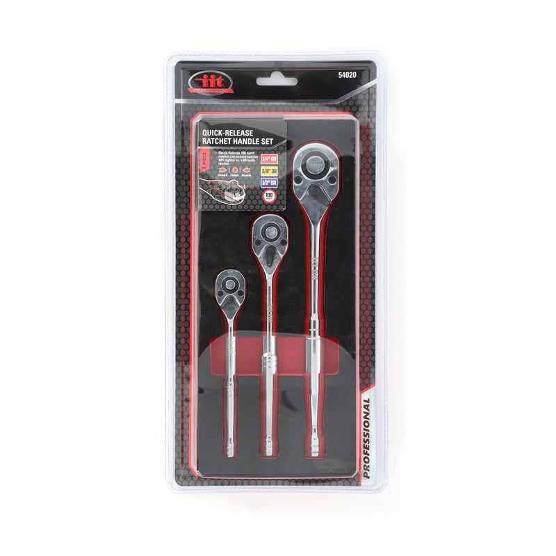 IIT PRO 3PC 100 TOOTH QUICK RELEASE CRV RATCHET SET