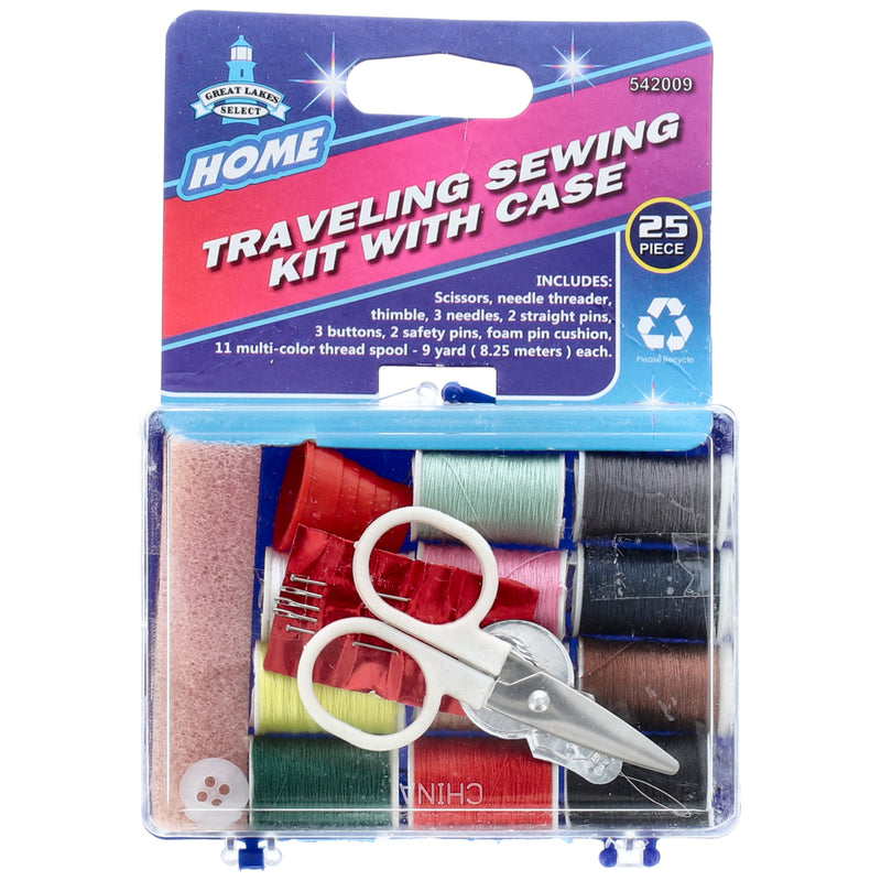 TRAVELING SEWING KIT WITH CASE