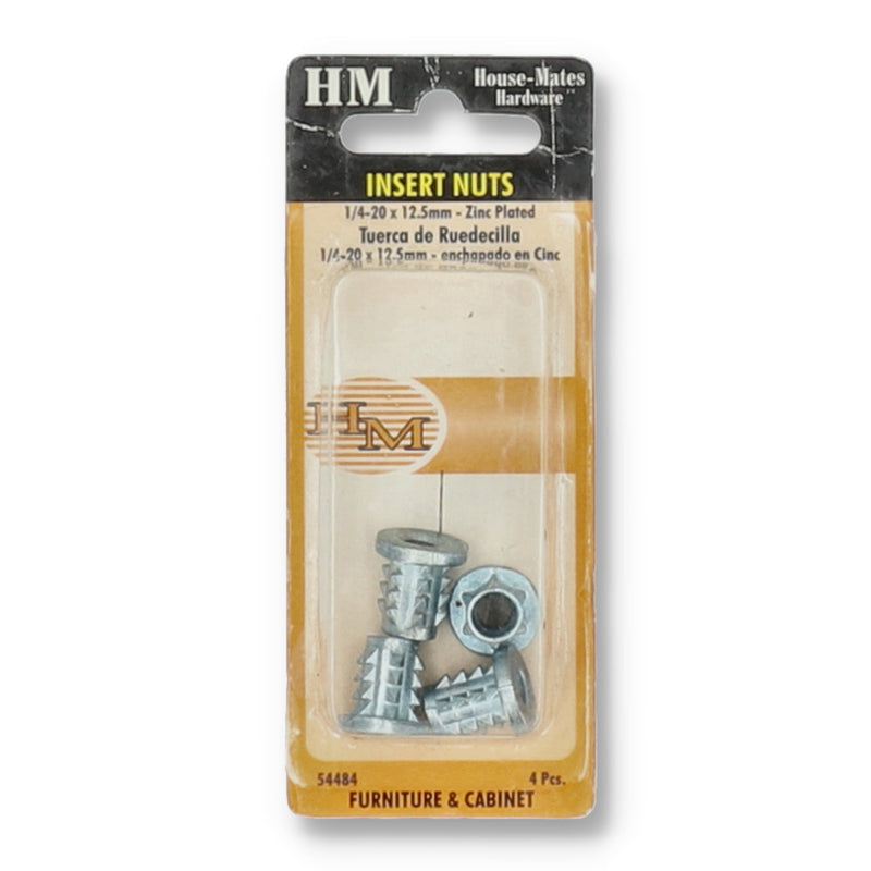 HM INSERT NUTS 1/4-20x12.5MM ZINC PLATED