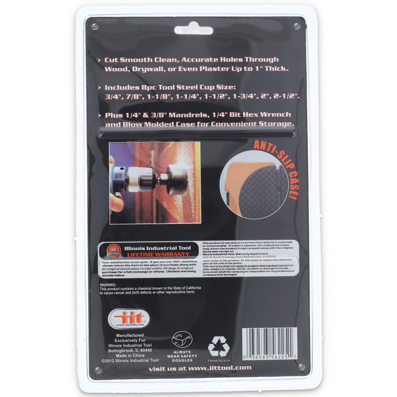IIT 11pc HOLE SAW KIT NO SLIP CASE
