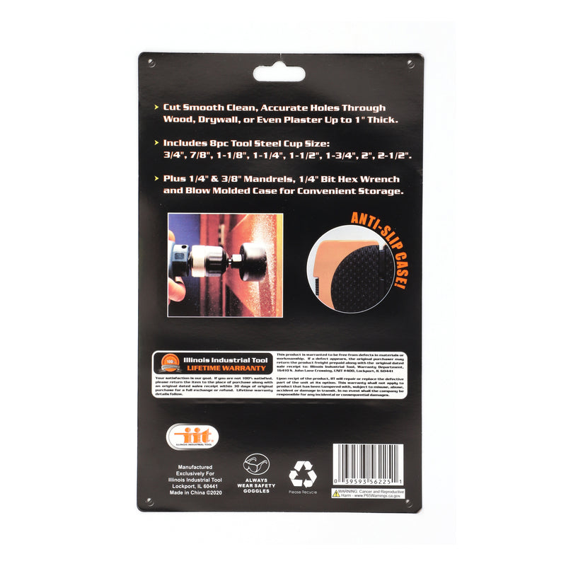 IIT 11pc HOLE SAW KIT NO SLIP CASE