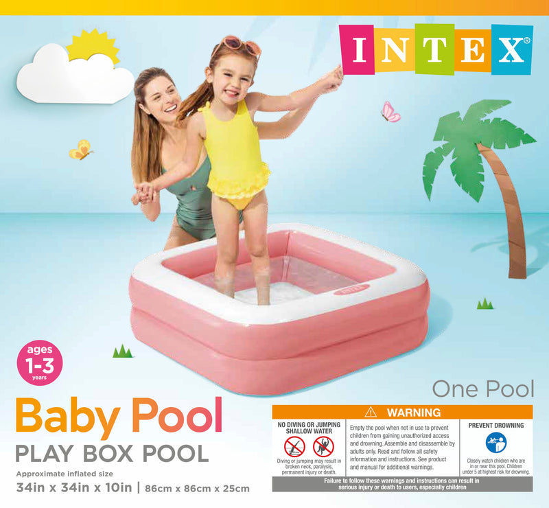 INTEX PLAY BOX POOLS PINK-GREEN 34x34x10''