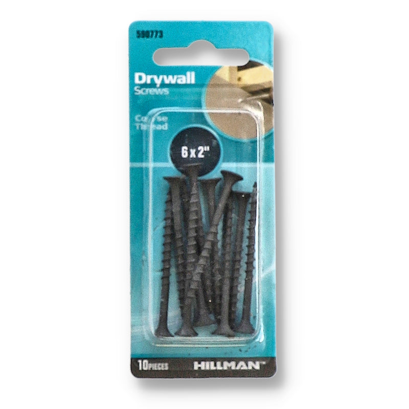 HILLMAN 10PC COARSE DRYWALL SCREWS #6x2''