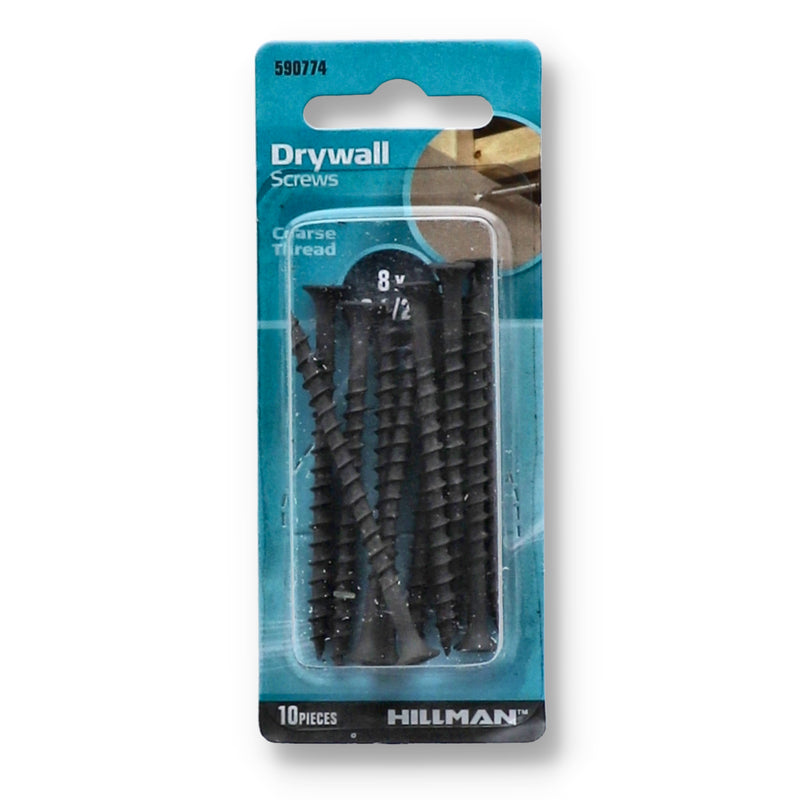 HILLMAN 10pk COARSE DRYWALL SCREWS #8x2-1/2''