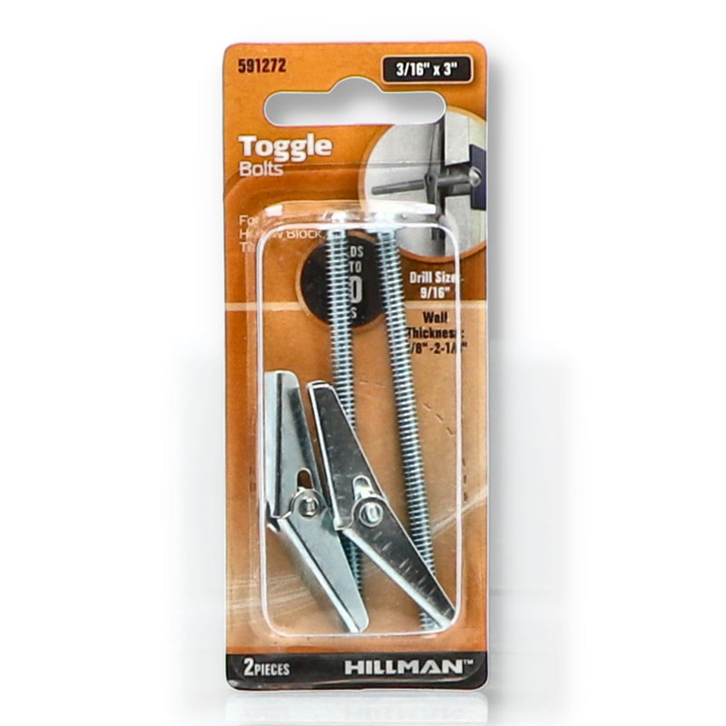 HILLMAN 2PC TOGGLE BOLTS 3/16x3''