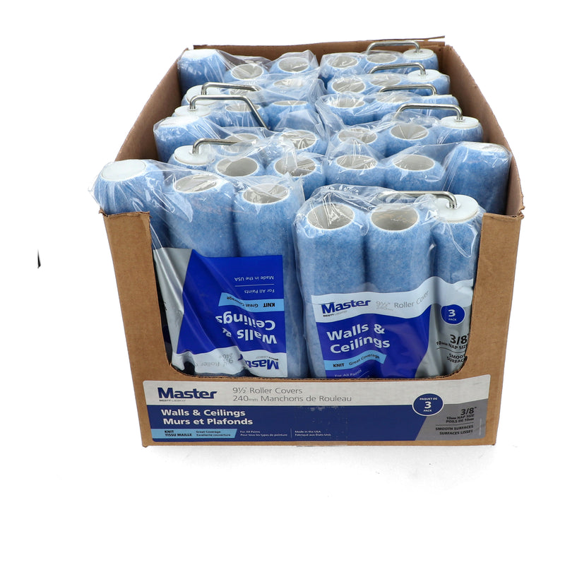 MASTER 3PK 9-1/2'' ROLLER COVERS WITH ROLLER FRAME 10MM NAP USA MADE NO BIG BOX