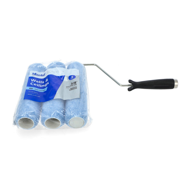 MASTER 3PK 9-1/2'' ROLLER COVERS WITH ROLLER FRAME 10MM NAP USA MADE NO BIG BOX