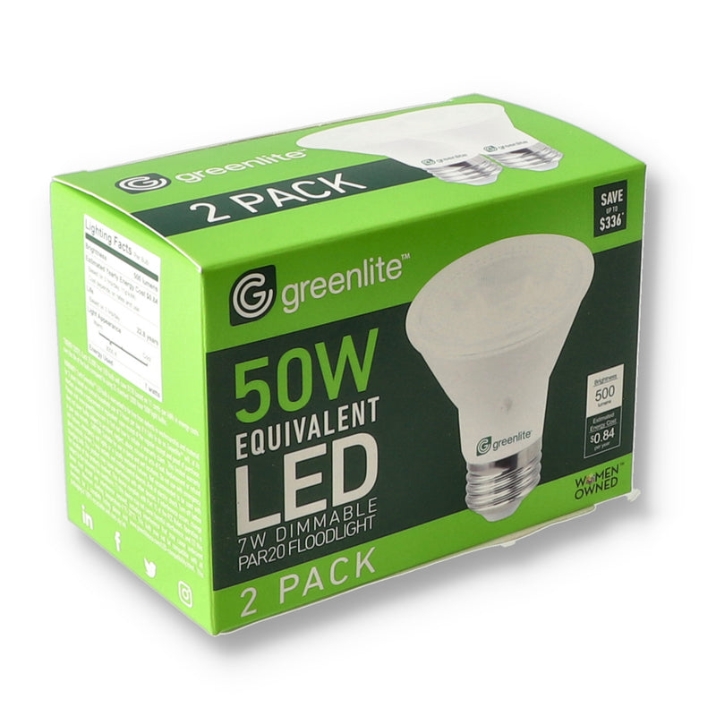 2pk 7=50W PAR20 LED FLOODLIGHT BRIGHT WHITE