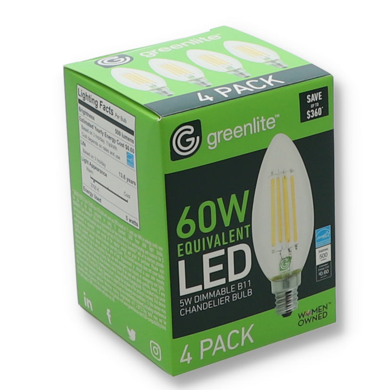 4PK 6=60W CLEAR CHANDELIER BULB SOFT WHITE