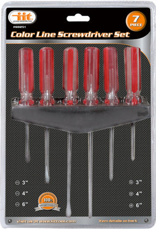 IIT 7pc COLORLINE SCREWDRIVER WITH RACK