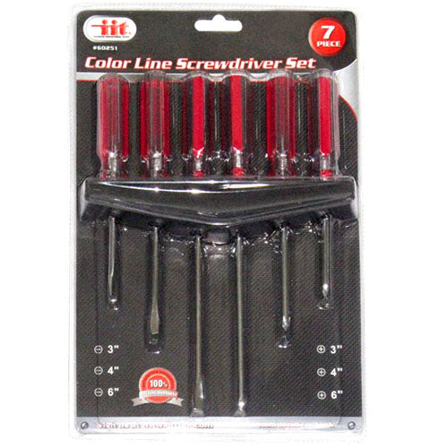 IIT 7pc COLORLINE SCREWDRIVER WITH RACK