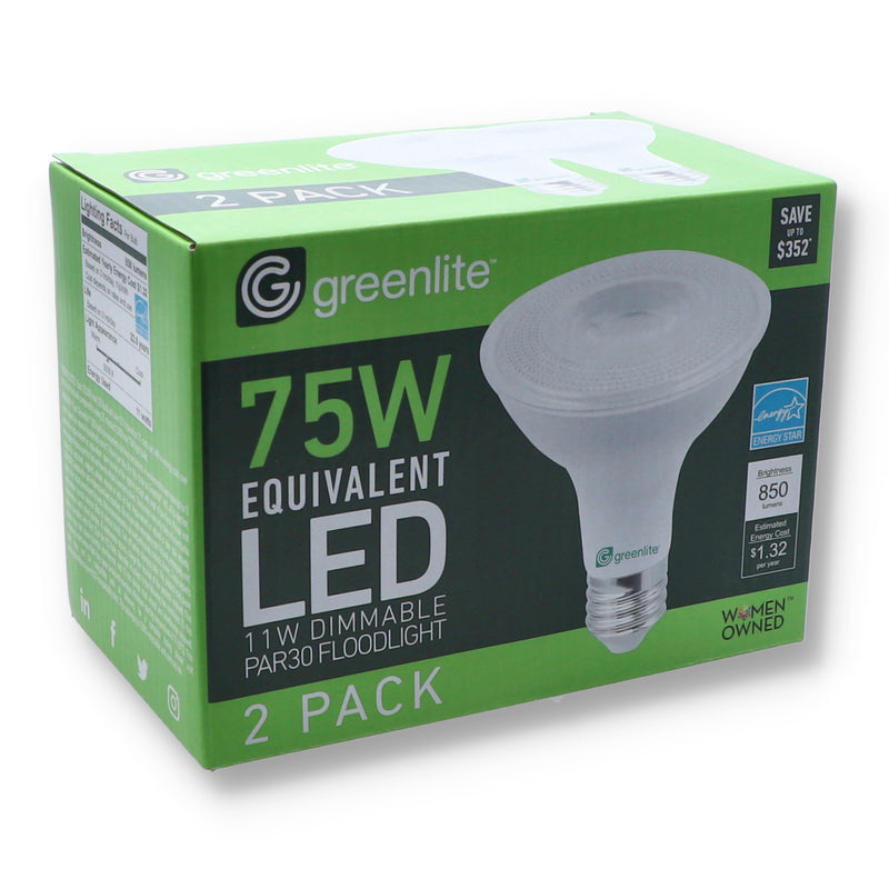 2PK 11=75W PAR 38 LED FLOOD BULBS BRIGHT WHITE