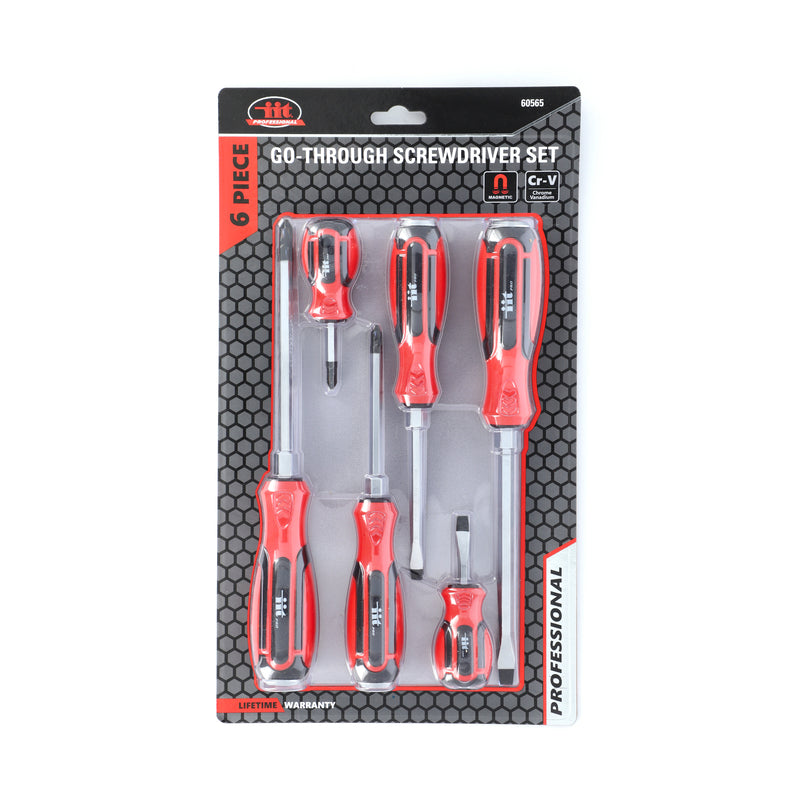 IIT PRO 6PC GO-THROUGH CRV SCREWDRIVER SET