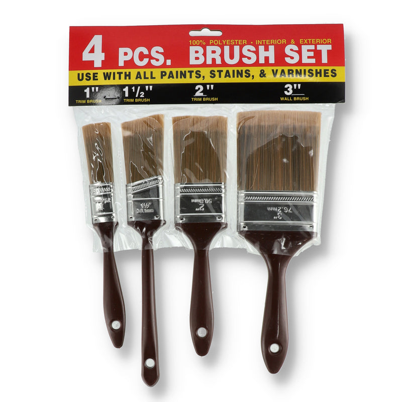4pc PAINT BRUSH SET PLASTIC HANDLES 1-3''