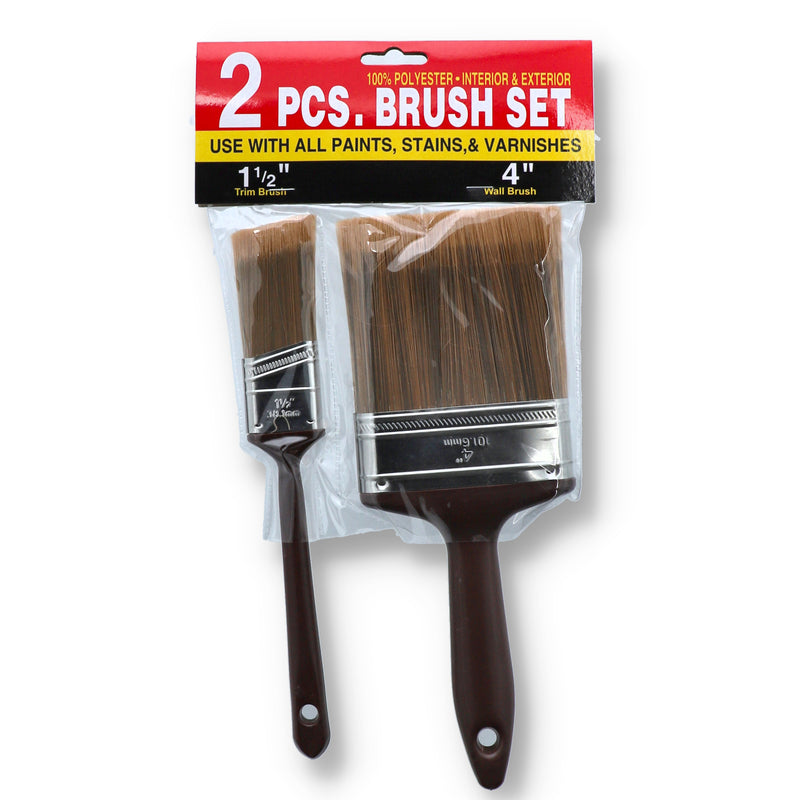 2pc PAINT BRUSH PLASTIC HANDLES 1.5 ANGLE & 4'' BIG BOY