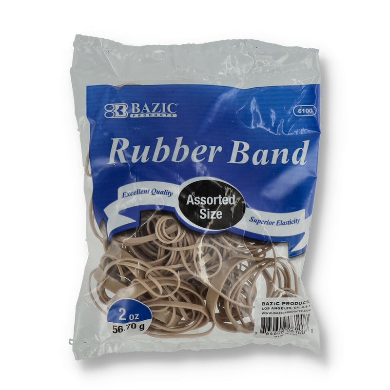 BAZIC 2OZ NATURAL RUBBER BANDS ASSORTED SIZES -NO ONLINE SALE