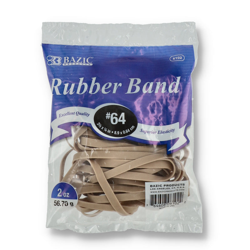 BAZIC 2OZ #64 NATURAL RUBBER BANDS -NO ONLINE SALES