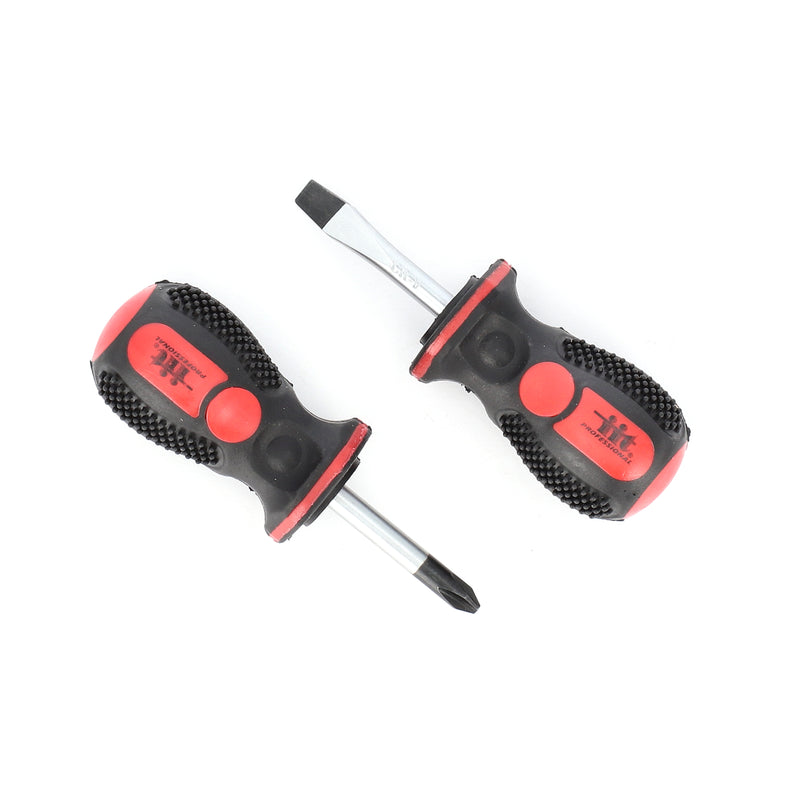 IIT PRO 2PC 1-1/2'' CRV STUBBY SCREWDRIVERS #2PH & 1/4 SLOTTED