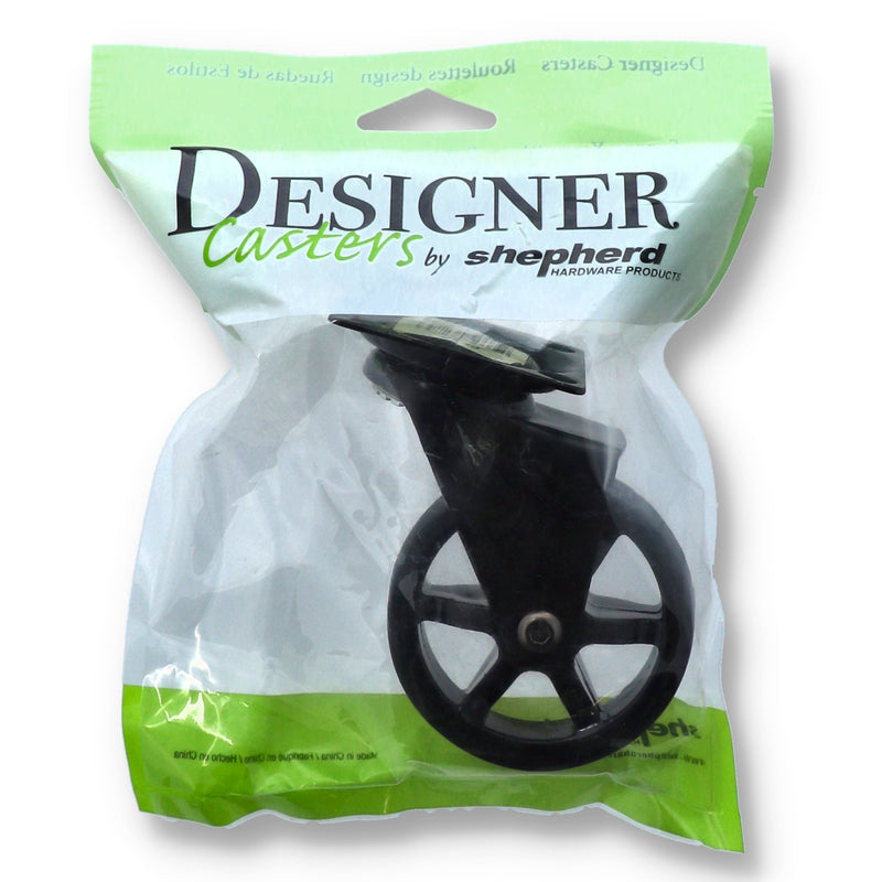 3'' DESIGNER RUBBER SWIVEL CASTER -BLACK BLING