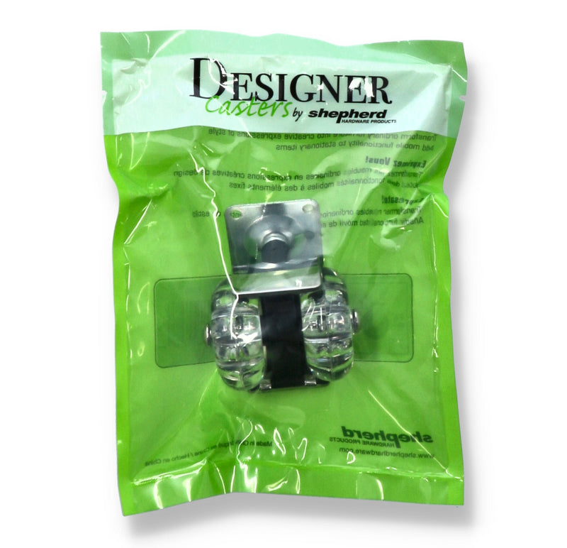 2PK 2'' PU CASTER WITH CLEAR WHEELS
