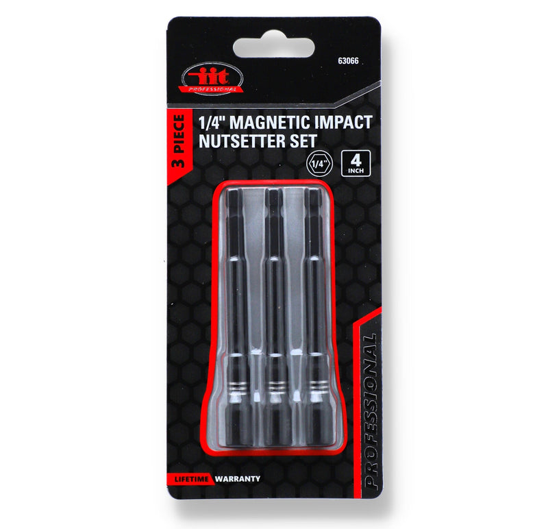 IIT PRO 3PK 4''x1/4'' MAGNETIC IMPACT NUTSETTER SET