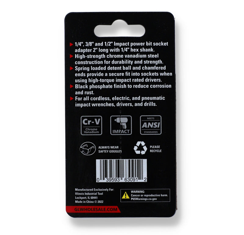 IIT PRO 3pc 2'' CRV IMPACT POWER BIT ADAPTER SET